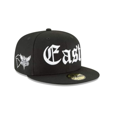 Charlotte Hornets Gorra | New Era NBA League Script 59fifty Fitted Cap Mexico - Negros